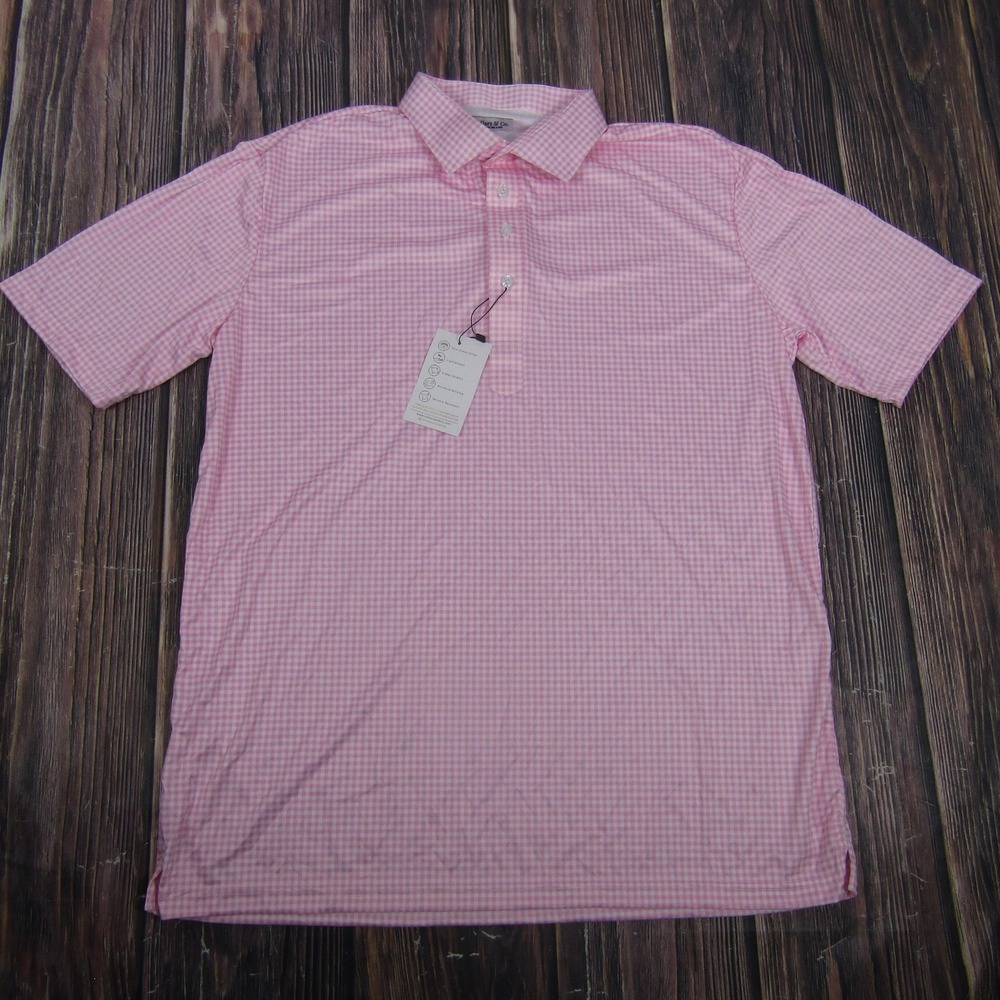 Men's Lightweight Checked Polo Shirt - Pink